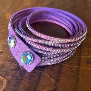 Leather Wrap Bracelet by Swarovski - Purple
